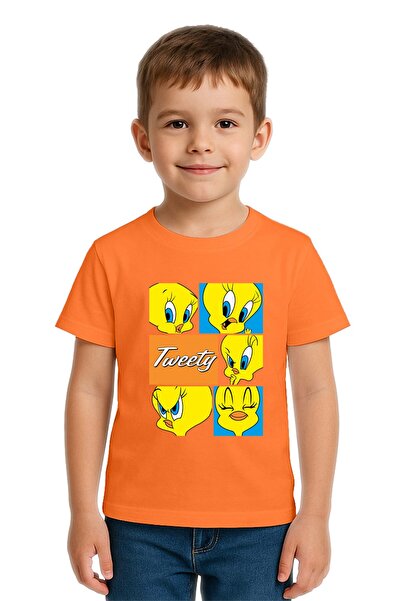 SEDİRLİ Unisex Tweety Printed Kids T-Shirt Cotton Count Combed Cotton Fabric