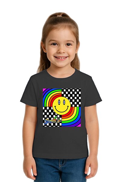 SEDİRLİ Tricou unisex Smiling Face Smile cu imprimeu pentru copii, bumbac buc...