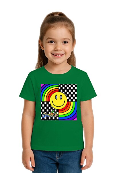 SEDİRLİ تي شيرت للأطفال بوجه مبتسم مطبوع من القطن الممشط قطن قطع