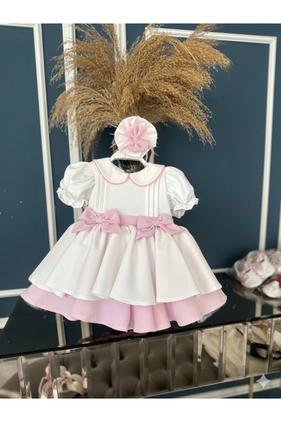 Dizaynbyasena فستان للفتيات الصغيرات والأطفال بتصميم أميرة بفيونكة وردية - فس...