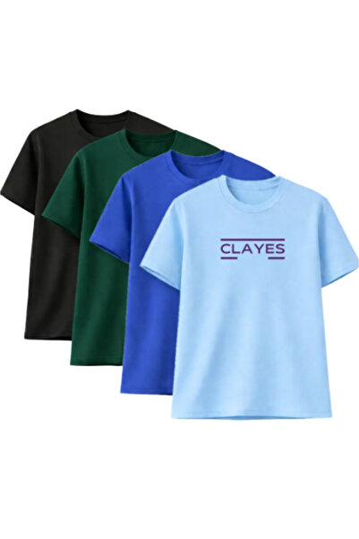 Sweetline Unisex T-Shirt Oversized Clayes Printed – Pack of 4 Black, Green, C...
