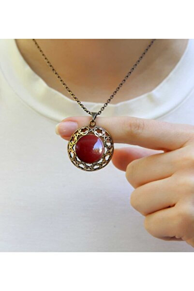 esha Natural Stone Agate Natural Stone Women's Antique Round Natural Stone Ne...