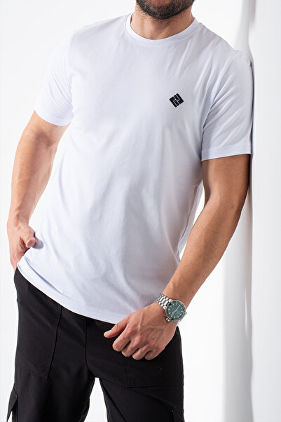 grand coco Bărbați Alb Regular material elastic jerseu simplu Material guler ...