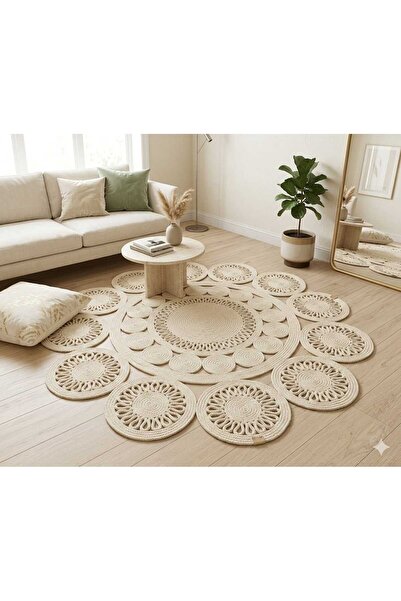 Armağan Garajı El Yapımı Jüt İp Dekoratif Paspas Antre Mutfak Salon Kapı Önü ...