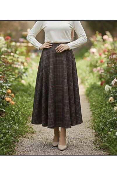 SHİROSA Plaid Patterned Tesettür Skirt