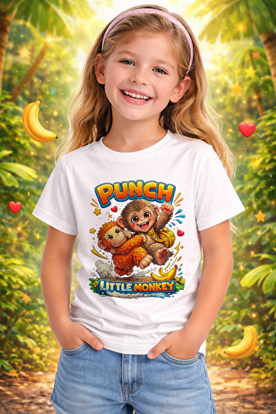 Zeycem Store Punch Monkey Character Pattern Printed Kids Girls Boys Unisex Ts...