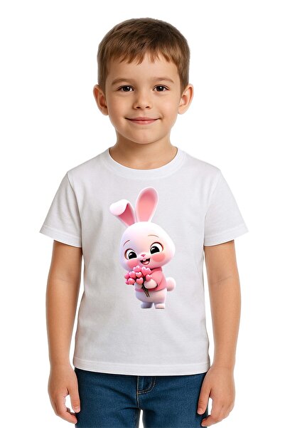 SEDİRLİ Unisex Tavşan Rabbit με τύπωμα Παιδικό μπλουζάκι από χτενισμένο βαμβα...