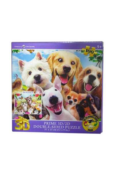 NECO TOYS Prime 3D/2D Double-Sided Puzzle - Dogs and Cats