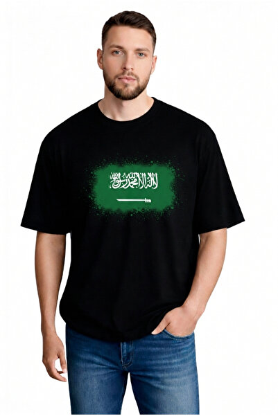 sngl Tricou cu mânecă scurtă pentru bărbați supradimensionat Arabia Saudită F...