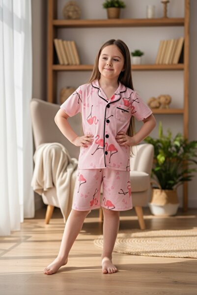 minikiss Set de pijamale de vară pentru fete cu imprimeu cu șuvițe