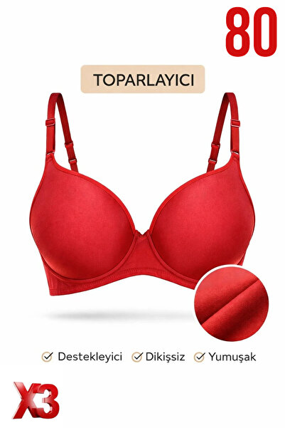 PRUSA İÇ GİYİM Women's Padded (Supported) B Wired t Shaping / Sculpting Red B...