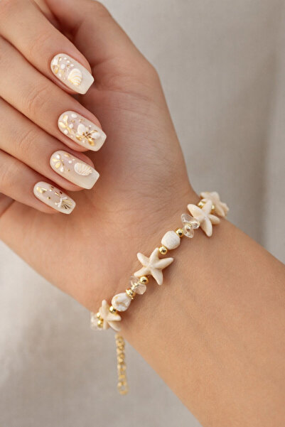 Vinlora Design Moonstone Natural Stone Starfish & Seashell Bracelet – Elegant...