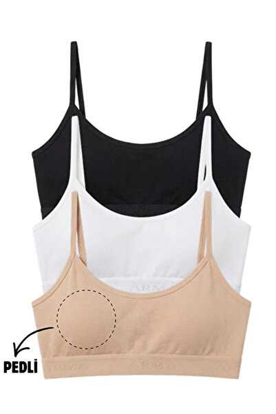 Disa Genç Kız İp Askılı Çıkarılabilir Pedli Yarım Atlet Alıştırma Sütyeni 3'l...
