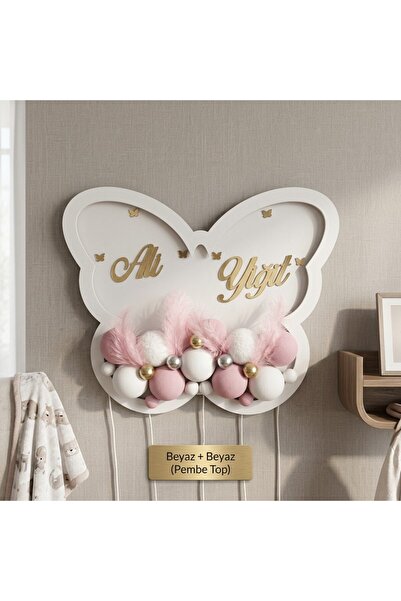 Zeyora Kişiye Özel El İşi Ledli Kelebek Model Bebek Kapı Süsü