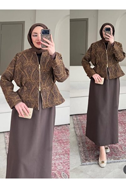 Butik Etnik Desen Ceketli Elbise