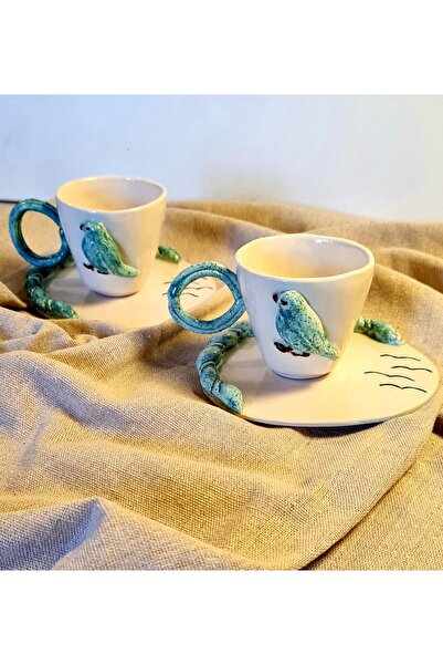 senseoftouch فنجان قهوة تركي على شكل طائر مصنوع يدويًا من السيراميك