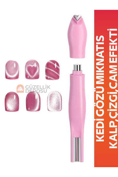 Güzellik Deposu 6’sı 1 Arada Kedi Gözü Mıknatıs Kalemi - Kalp, Fransız ve Çiz...