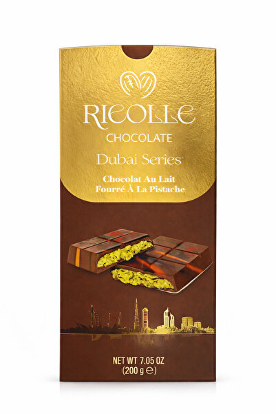 Ricolle Chocolate Dubai Series 200 gr - Antep Fıstık ve Kadayıflı Sütlü Çikolata