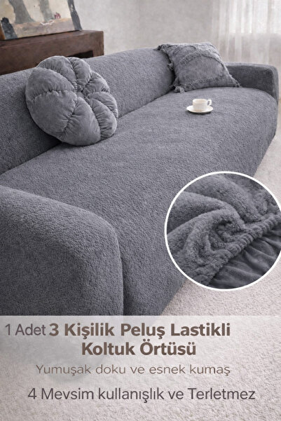seltenet Yumuşacık Welsoft Lastikli 3 Kişilik Koltuk Örtüsü Kaymaz,Esnek,Yıka...