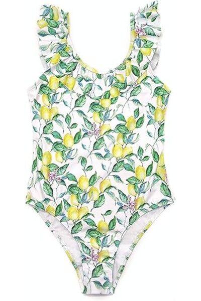 Dotail SHEKINI girls' swimsuit, one-piece, ruffled shoulders, cut-out back, a...