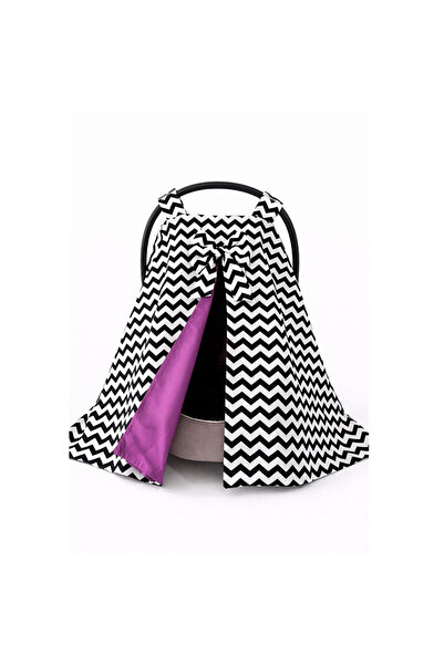 Jaju Baby Black Zigzag Patterned Purple Single Layer Stroller Cover - P Cotto...