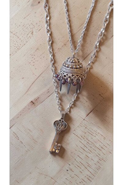 SUGÜLİNSHOP & HANDMADE JEWELRY Alpaka Gümüş Anahtar Model Otantik Kolye