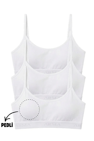 Disa Genç Kız İp Askılı Çıkarılabilir Pedli Yarım Atlet Alıştırma Sütyeni 3'l...
