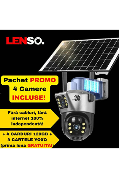 unbranded Pack x 4 LENSO 4G Dual Surveillance Camera + 4 64GB CARDS + 4 128GB...
