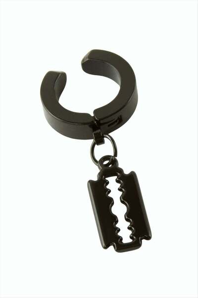 Bijuteri Net Razor Steel Men's Earrings with Clasp 1 Piece