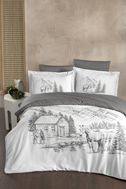 First Choice Keira 100% Cotton Digital Print Lı Double Duvet Cover Set
