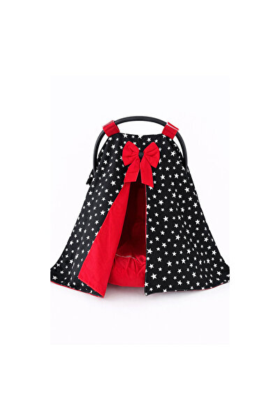 Jaju Baby Black Star Patterned Red Detailed Stroller Cover and Stroller Bed S...