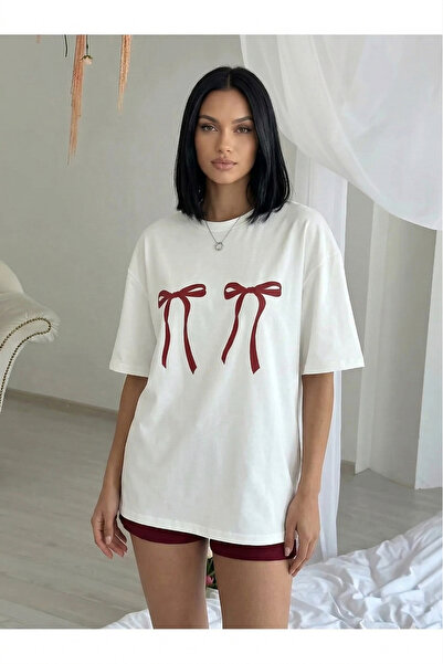 ALİ.COM Kurdele Special Printed Oversized Cotton Crew Neck Tshirt