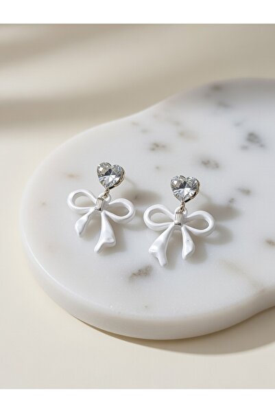 ahsenaksesuar2025 White Enamel Ribbon Model Elegant Minimal Stylish Design St...