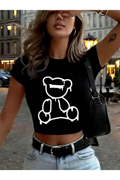 NOISSEY Melting Cartoon Bear με τύπωμα Γυναικείο μπλουζάκι Babby TeeT-Shirt Κ...