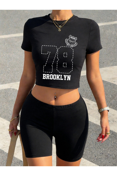 NOISSEY Hot Sweet Number 78 Large cu imprimeu Babby Tees Pantaloni scurți pen...