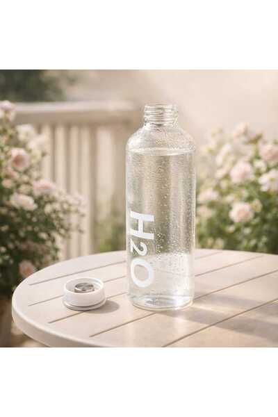 MATMEL H2O Glass Bottle - Transparent / White - 1 Lt