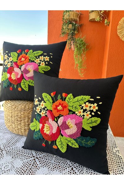 punchatolyem Panch Punch 2 Li Set Tool Rose Model Cushion Cover Handmade Manual Work Black Color