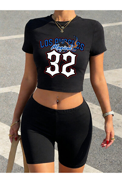 NOISSEY Summer Los Angeles Magical 32 Prints Crop tricou Pantaloni scurți Fem...