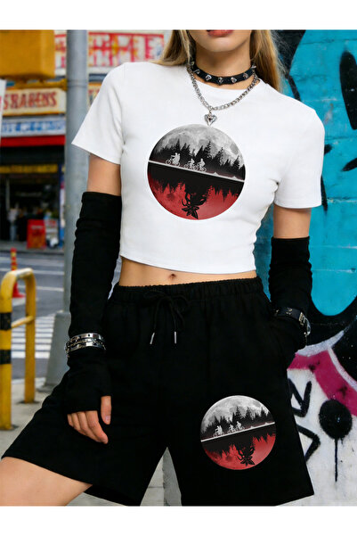 NOISSEY Summer Men's Cycling Riding Print Crop Tops Shorts Women's Two-Piece ...