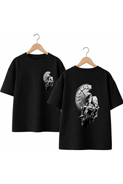 playwear Motorcu Sırt Ve Göğüs Baskılı %100 Pamuk Oversize Bol Kalıp Regular ...