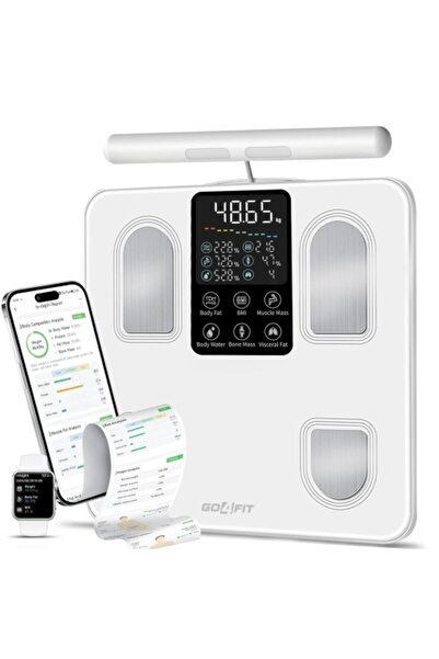 GO4FIT Cantar Electronic Inteligent, B1000, 8 Electrozi de Precizie, Bluetoot...