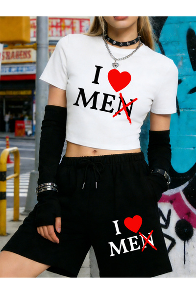 NOISSEY Sportive Men's Printed Babby Teelar Shorts Women's Two Piece Set Five...