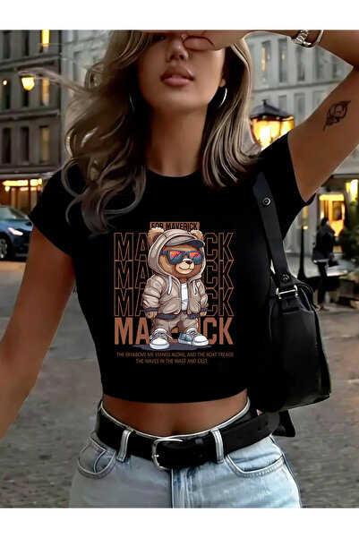 NOISSEY Maverick Sport Bear με τύπωμα Γυναικεία μπλουζάκια Babby Tees Καλοκαι...