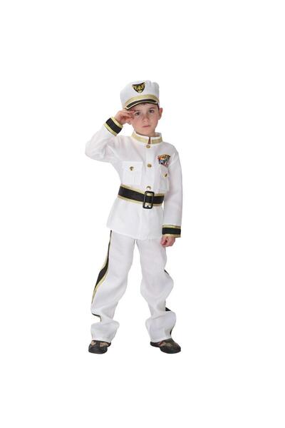 OEM Costum de căpitan marinar alb pentru băieți, mărimea S (3-5 ani)