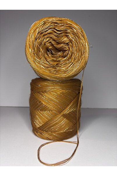 Ana&Kuzusu İplik Italian Mercerized Mustard Yarn Viscose , Gold Glitter (5 La...