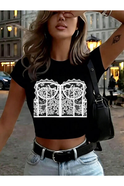 NOISSEY Σέξι γλυκά πικάντικα Δαντέλα Με σχέδιο Γυναικεία μπλουζάκια Babby Tee...