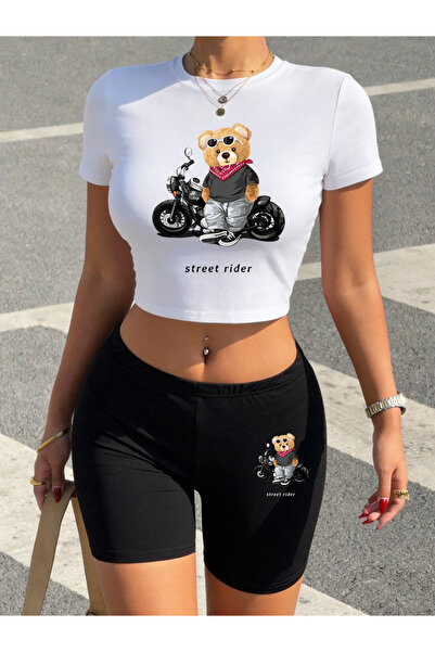 NOISSEY Summer Cool Street Driver Bear cu imprimeu Babby TeeT-shirt Pantaloni...