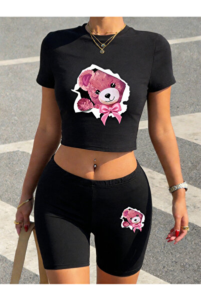 NOISSEY Σέξι ροζ φιόγκος με σπασμένο κέλυφος Bear με τύπωμα Babby TeeTshirt Σ...