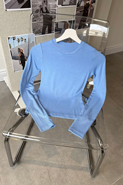 MAGARDE Long Sleeve Bodysuit with Finger Loops - Baby Blue