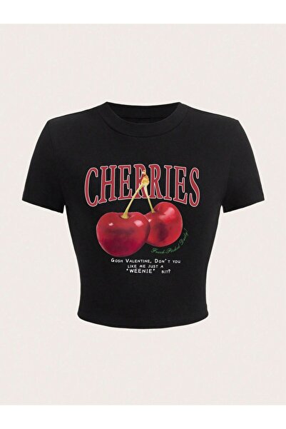 NOISSEY Tricou Harajuku pentru femei, cu imprimeu cu cireșe roșii proaspete, ...
